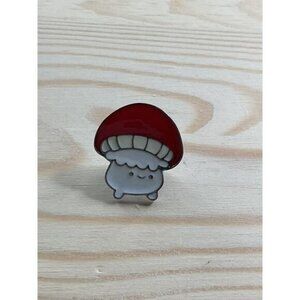 Mushroom Head Red & White Enameled Pin Cute Accessory Collectible Lapel Brooch